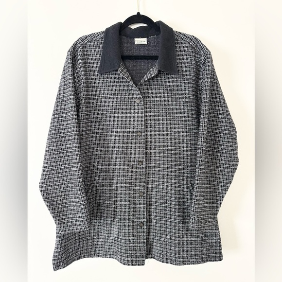 L.L. Bean Vintage Black White Houndstooth Plaid Lightweight Shacket - Picture 5 of 9